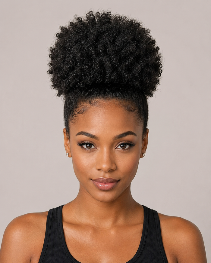 Afro Puff Drawstring Ponytail Bun for Black Women – Natural Curly Synthetic Chignon Hairpiece