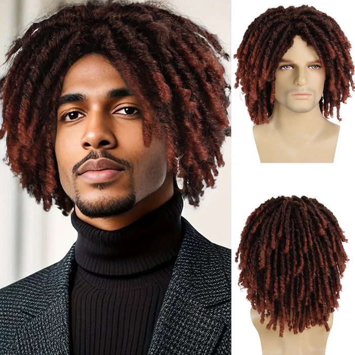 Men's 14 Inch Short Faux Locs Wig – Natural Synthetic Dreadlock Wig