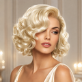 Platinum Blonde Bob Wig with Vintage Curls | Retro Hollywood Glamour Short Wig