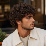 Men's Curly Wig with Natural Volume | Short Dark Brown Wavy Hair Wig for Men