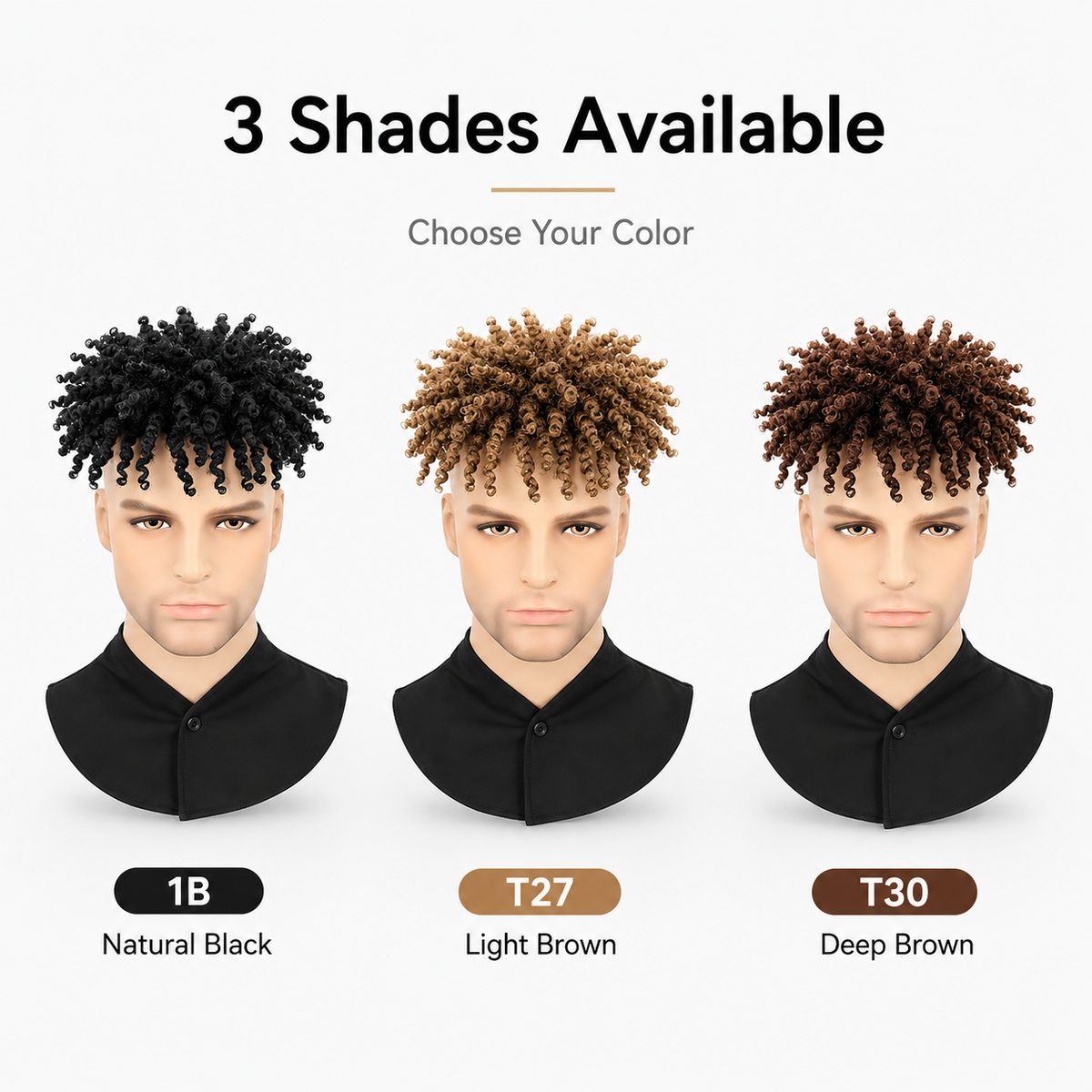 Men's Kinky Twist Hair Topper | Clip-In Curly Hair Piece for Natural Volume & Style
