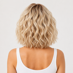 Short Blonde Wavy Bob Wig with Natural Look Heat Resistant Synthetic Hair