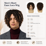 Men's 14 Inch Short Faux Locs Wig – Natural Synthetic Dreadlock Wig
