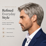 Men’s Silver Gray Short Synthetic Wig – Natural Layered Hairpiece