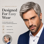 Men’s Silver Gray Short Synthetic Wig – Natural Layered Hairpiece