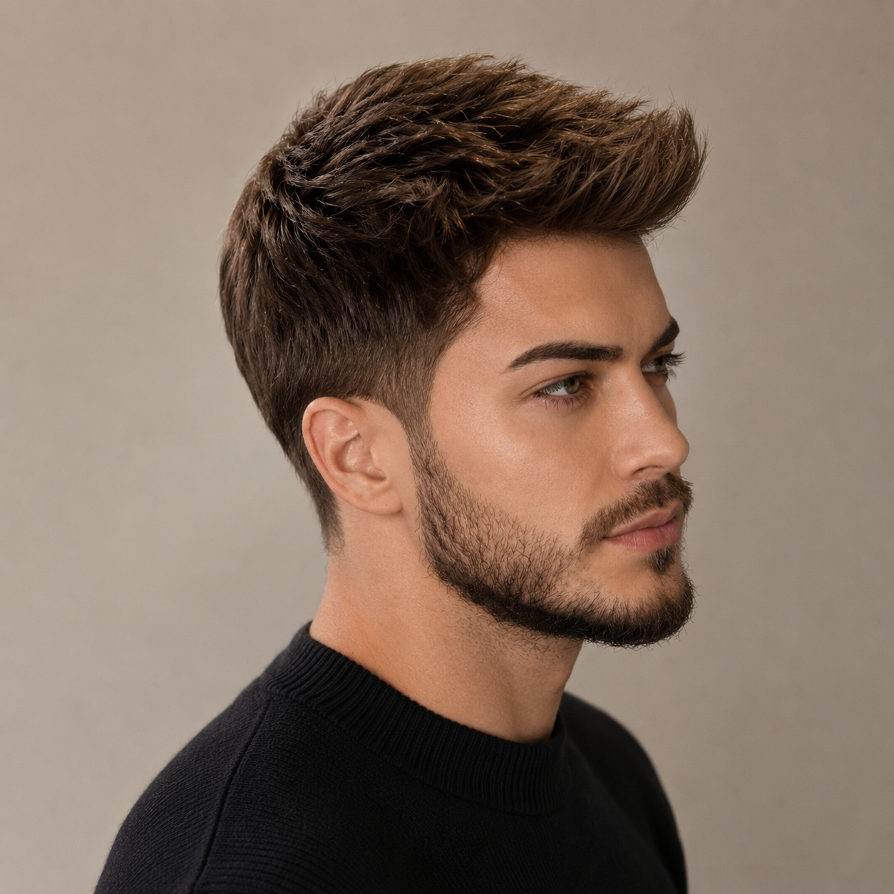 Men’s Short Textured Crop Synthetic Wig – Natural Brown Layered Hairpiece