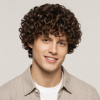 Men’s Curly Wig – Natural Brown Short Curly Synthetic Wig