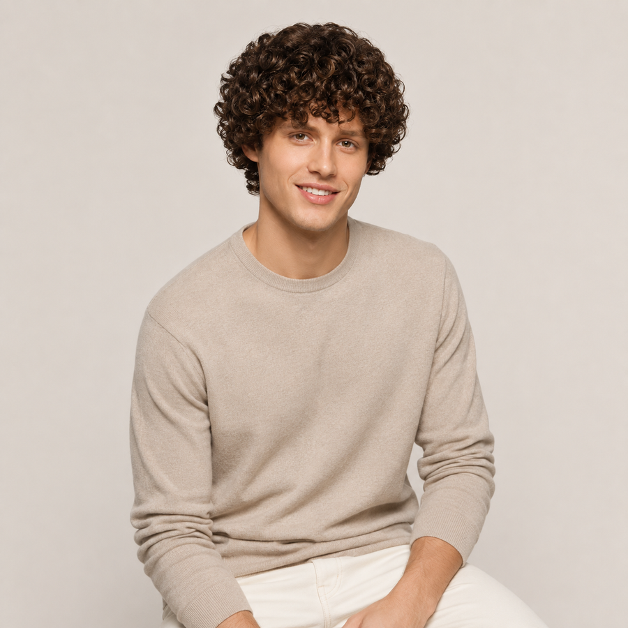 Men’s Curly Wig – Natural Brown Short Curly Synthetic Wig