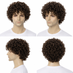 Men’s Curly Wig – Natural Brown Short Curly Synthetic Wig