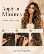 Chocolate Caramel Balayage Long Loose Wave Human Hair Wig for Women | Middle Part Brown Highlight Natural Looking Wig