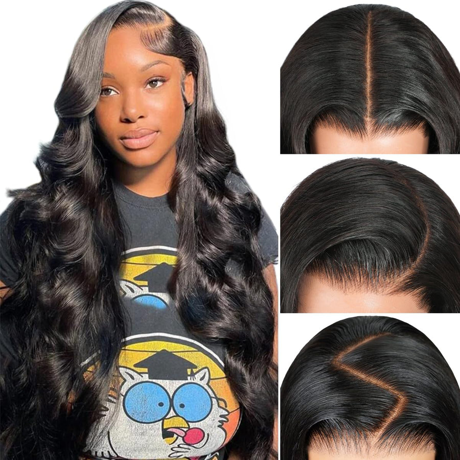 Pizazz 13x4 Lace Front Wig for Women | 28 Inch Body Wave Heat Resistant Synthetic Wig Glueless Natural Hairline Natural Black