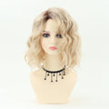 Short Blonde Wavy Bob Wig with Natural Look Heat Resistant Synthetic Hair