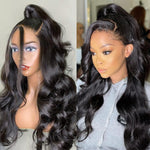 Pizazz 13x4 Lace Front Wig for Women | 28 Inch Body Wave Heat Resistant Synthetic Wig Glueless Natural Hairline Natural Black