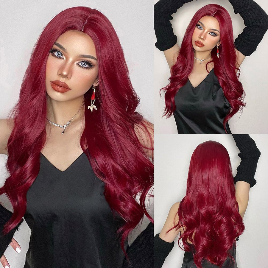 Long Wavy Wig with Bangs for Women | Layered Synthetic Hair Wig