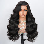Pizazz 13x4 Lace Front Wig for Women | 28 Inch Body Wave Heat Resistant Synthetic Wig Glueless Natural Hairline Natural Black