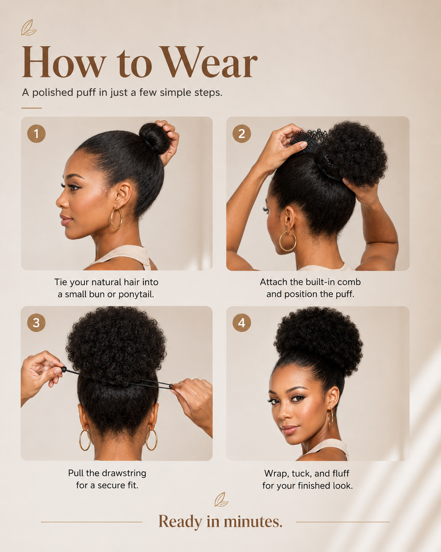 Afro Puff Drawstring Ponytail Bun for Black Women – Natural Curly Synthetic Chignon Hairpiece